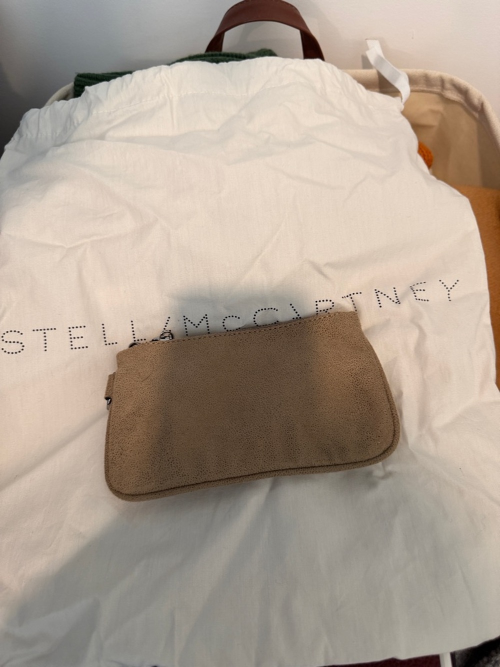Stella McCartney Tan Textured Faux-Suede Pouch